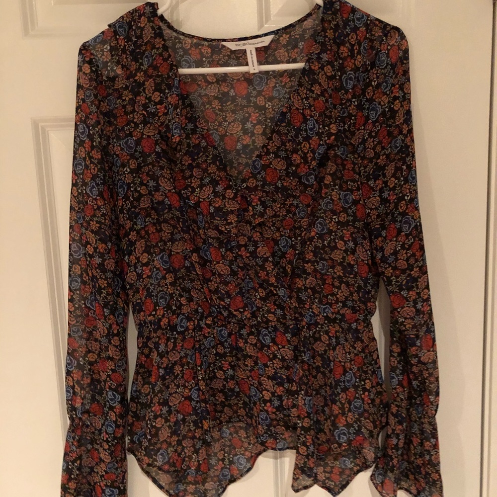 BCBG floral blouse. Size small